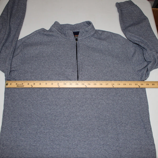 Straight Down Sz XXL Navy Blue White Heathered 1/3 Zip Front 100% Cotton Sweater