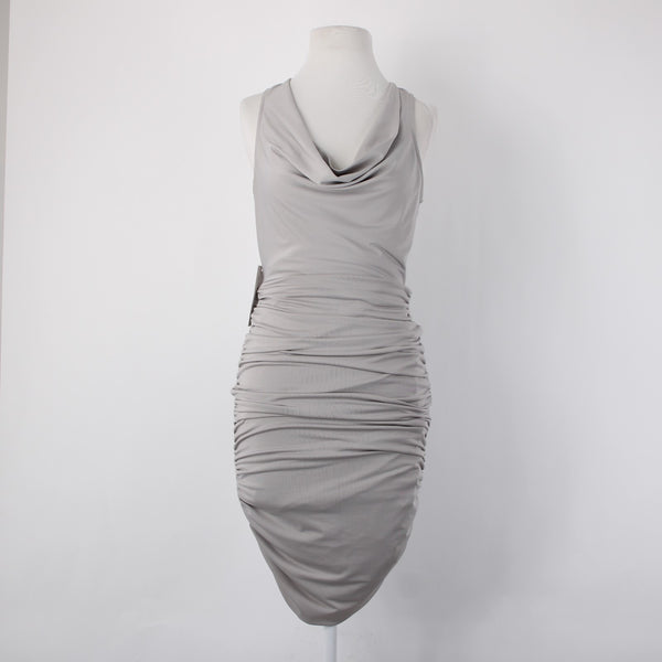 AX Paris Dress NEW Sz 8 Silver Ruched Body Con Lined Polyester Elastane Dress