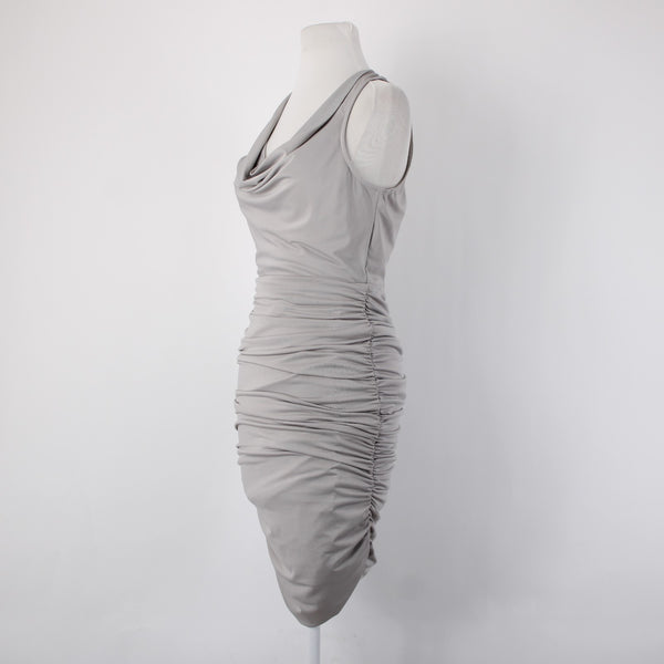 AX Paris Dress NEW Sz 8 Silver Ruched Body Con Lined Polyester Elastane Dress