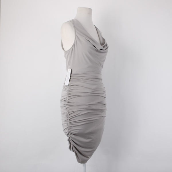 AX Paris Dress NEW Sz 8 Silver Ruched Body Con Lined Polyester Elastane Dress