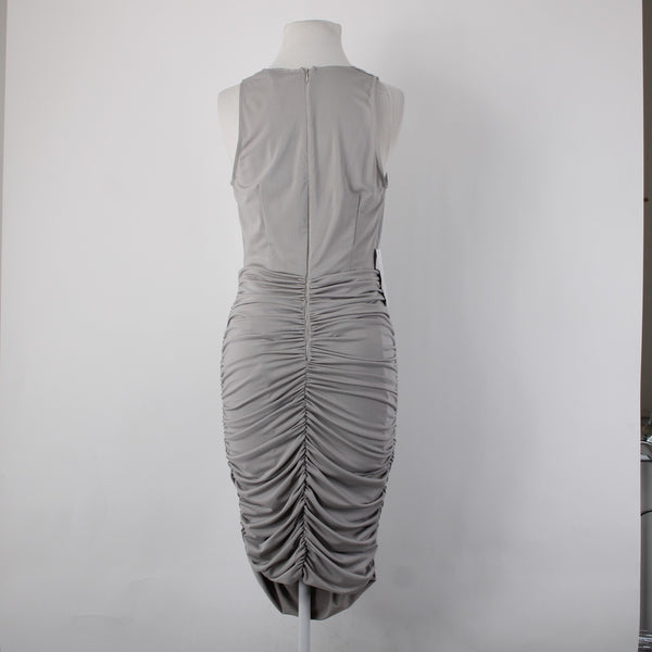 AX Paris Dress NEW Sz 8 Silver Ruched Body Con Lined Polyester Elastane Dress