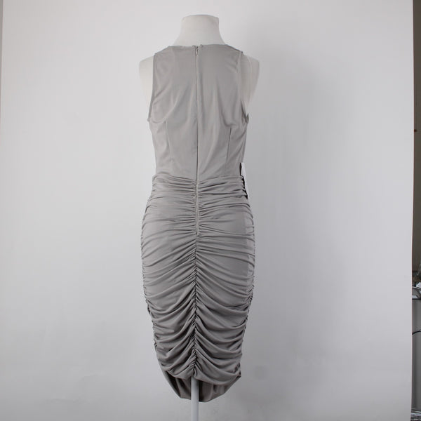AX Paris Dress NEW Sz 8 Silver Ruched Body Con Lined Polyester Elastane Dress
