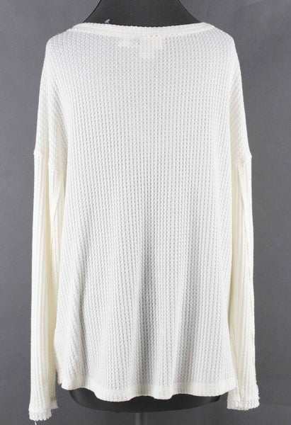 Akemi + Kin NEW $68 Sz L Cream White  V Neck Twist Hem Polyester Blend Top