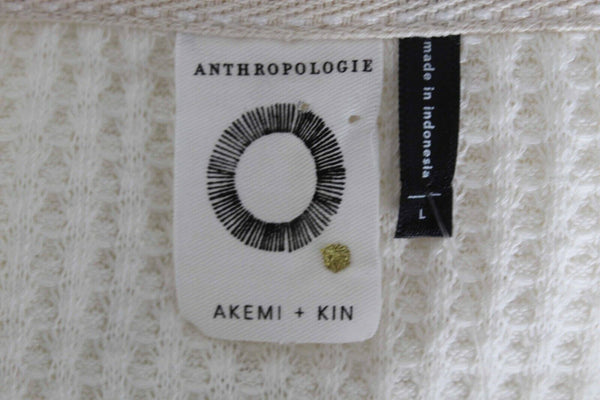 Akemi + Kin NEW $68 Sz L Cream White  V Neck Twist Hem Polyester Blend Top