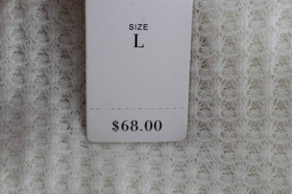 Akemi + Kin NEW $68 Sz L Cream White  V Neck Twist Hem Polyester Blend Top