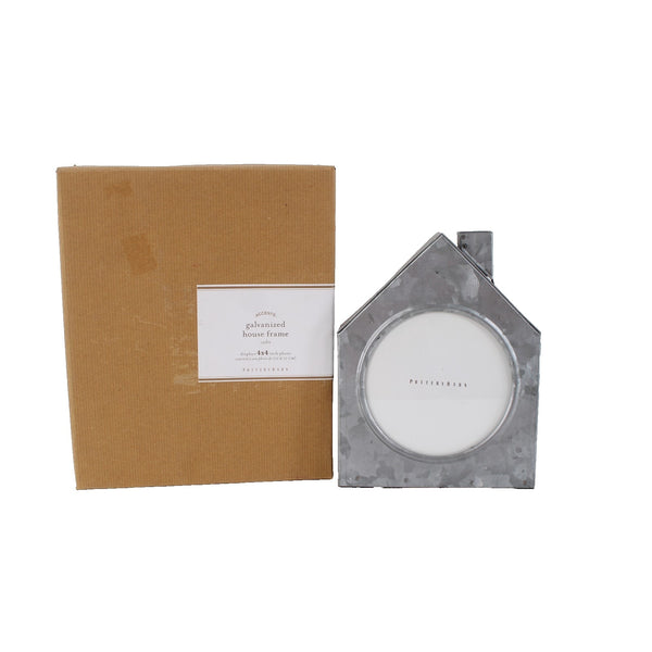 Pottery Barn House Frame NEW 4 x 4 Silver House Shape Galvanized House Frame