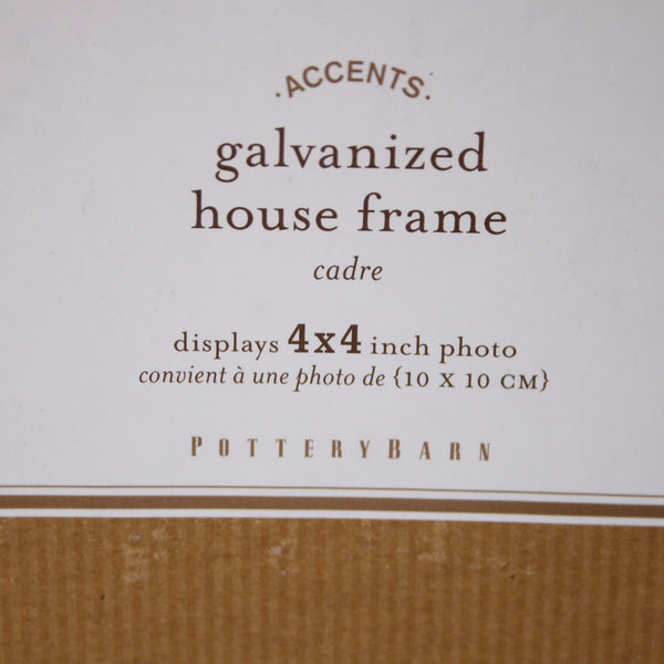 Pottery Barn House Frame NEW 4 x 4 Silver House Shape Galvanized House Frame