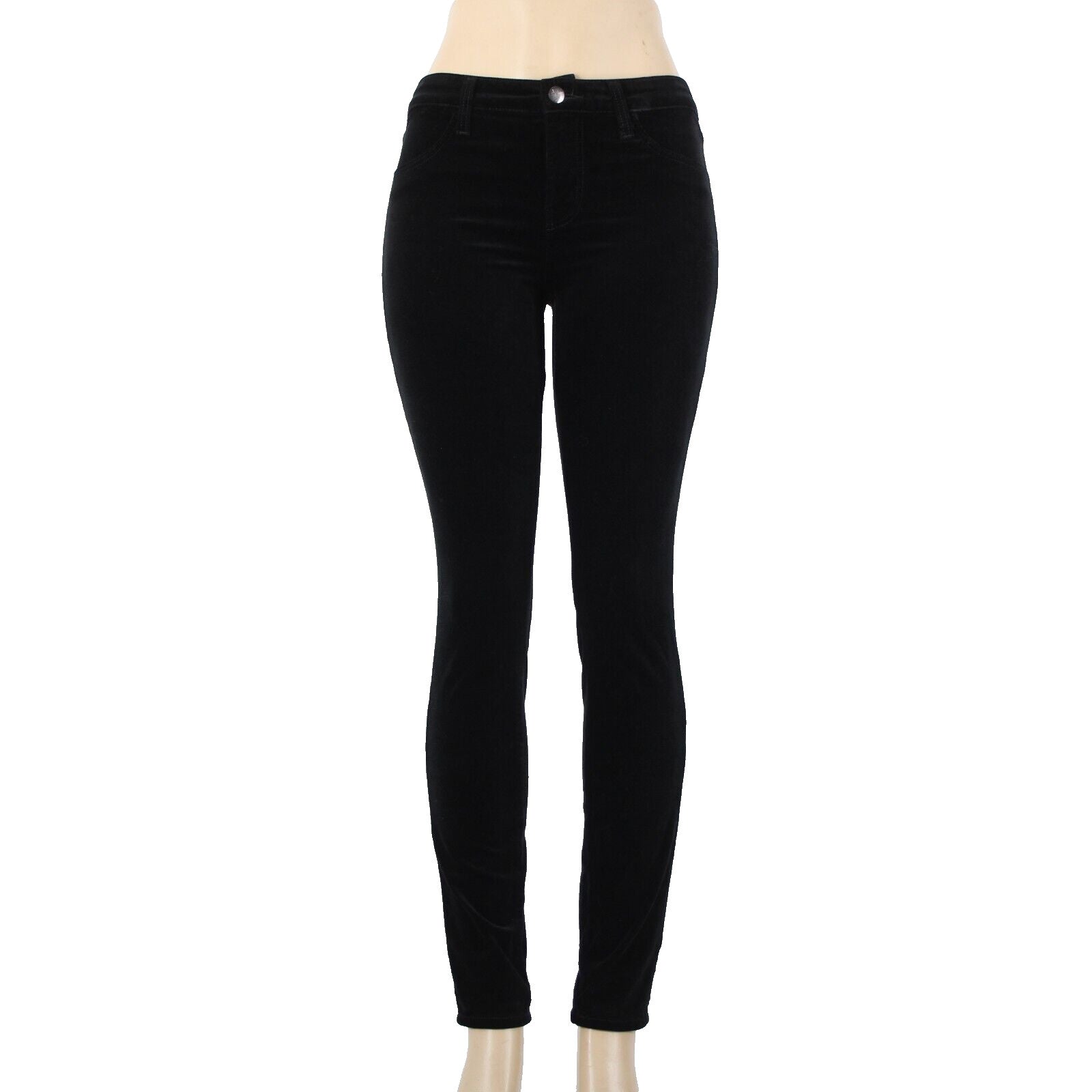 J Brand Sz 25 x 30 Black Velveteen Faux Pockets Cotton Modal Elastane Pant