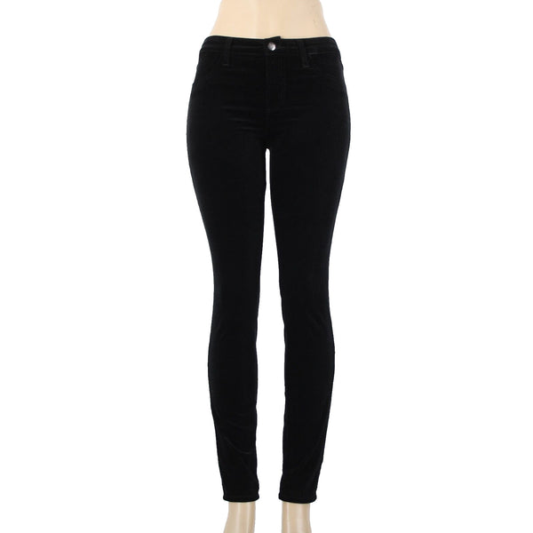 J Brand Sz 25 x 30 Black Velveteen Faux Pockets Cotton Modal Elastane Pant
