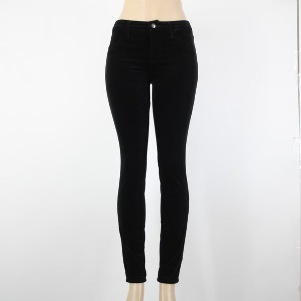 J Brand Sz 25 x 30 Black Velveteen Faux Pockets Cotton Modal Elastane Pant