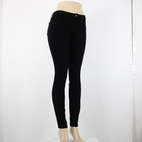 J Brand Sz 25 x 30 Black Velveteen Faux Pockets Cotton Modal Elastane Pant