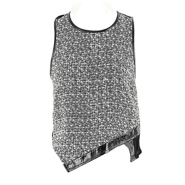 Astr NEW $48 Sz S Black White Textured Poly Wool Rayon Polyurethane Top