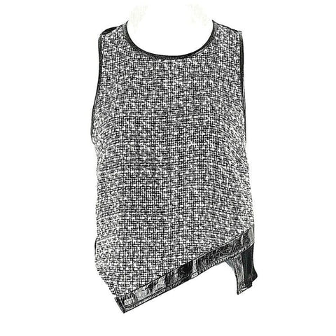 Astr NEW $48 Sz S Black White Textured Poly Wool Rayon Polyurethane Top