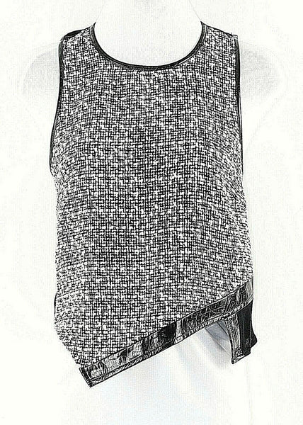 Astr NEW $48 Sz S Black White Textured Poly Wool Rayon Polyurethane Top