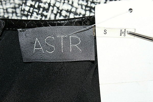 Astr NEW $48 Sz S Black White Textured Poly Wool Rayon Polyurethane Top