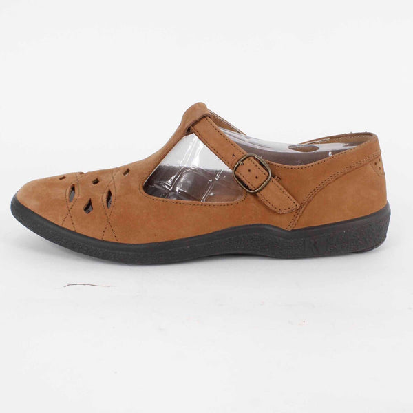 Romika Sz 40 F Camel Brown Adjustable Buckle Strap Suede Upper Flats