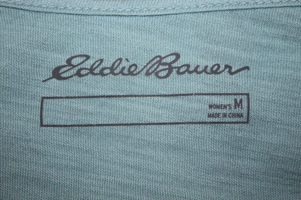 Eddie Bauer NEW Sz M Sea Blue Hi Lo Slub Knit X Neckline Cotton Blend Top