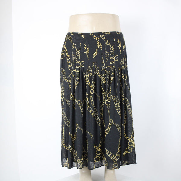 Jones New York Collection Sz 1X Black Yellow Stretch Lined 100% Polyester Skirt