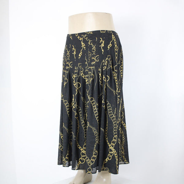 Jones New York Collection Sz 1X Black Yellow Stretch Lined 100% Polyester Skirt