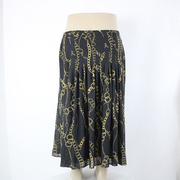 Jones New York Collection Sz 1X Black Yellow Stretch Lined 100% Polyester Skirt