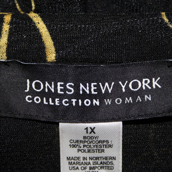 Jones New York Collection Sz 1X Black Yellow Stretch Lined 100% Polyester Skirt