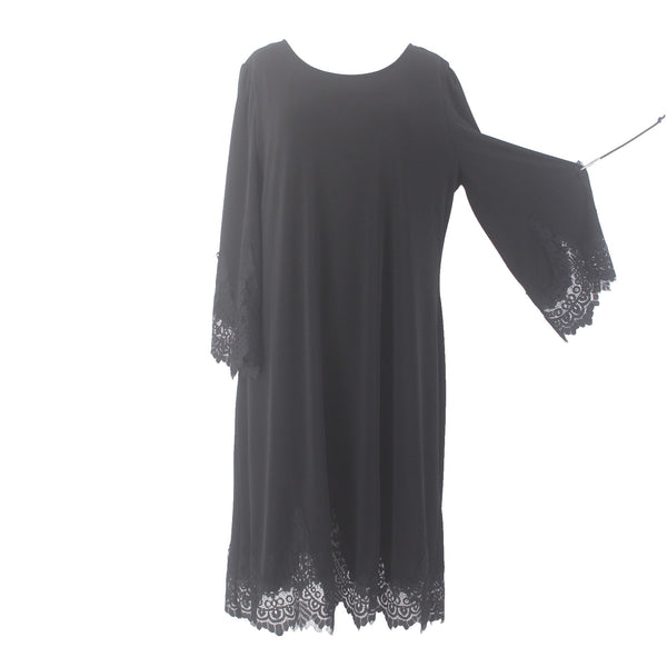 Chicos Dress NEW $129 Sz 2 Black Lined Lace Detail Polyester Spandex Dress