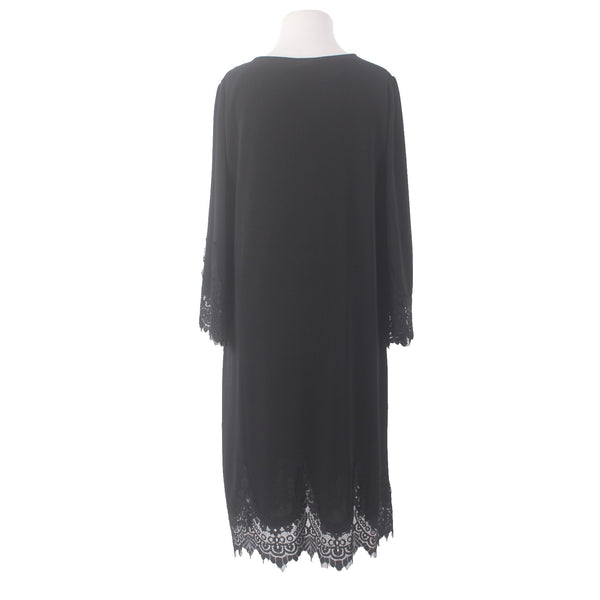 Chicos Dress NEW $129 Sz 2 Black Lined Lace Detail Polyester Spandex Dress
