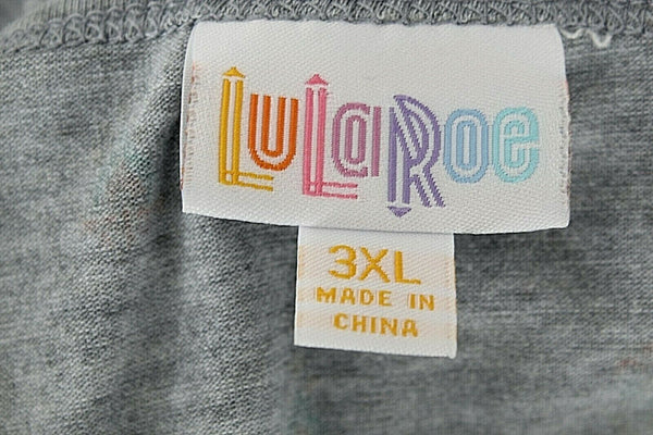 LuLaRoe Sz 3XL Gray Red Green Multi Hi Lo Polyester Spandex Knit Top