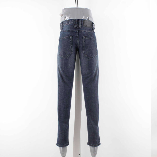 Rude Sz 24 x 30 Navy Blue Denim Whiskers 3 Button Closure Cotton Blend Jeans