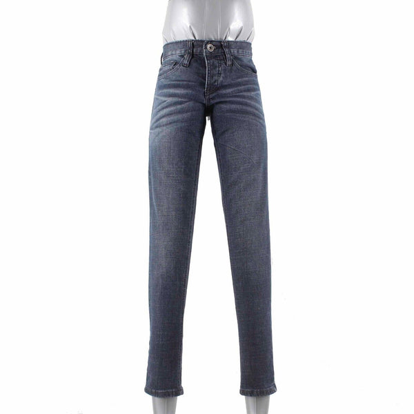 Rude Sz 24 x 30 Navy Blue Denim Whiskers 3 Button Closure Cotton Blend Jeans