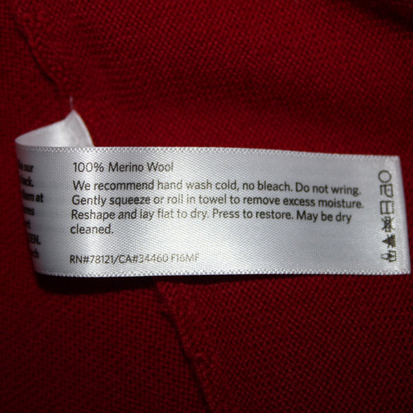 Eileen Fisher Sz Sp Red Turtle Neck Asymm Long Sleeve 100% Merino Wool Sweater