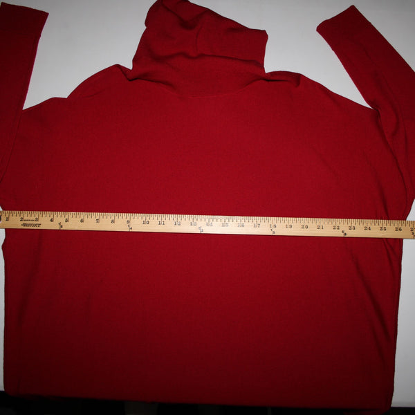 Eileen Fisher Sz Sp Red Turtle Neck Asymm Long Sleeve 100% Merino Wool Sweater