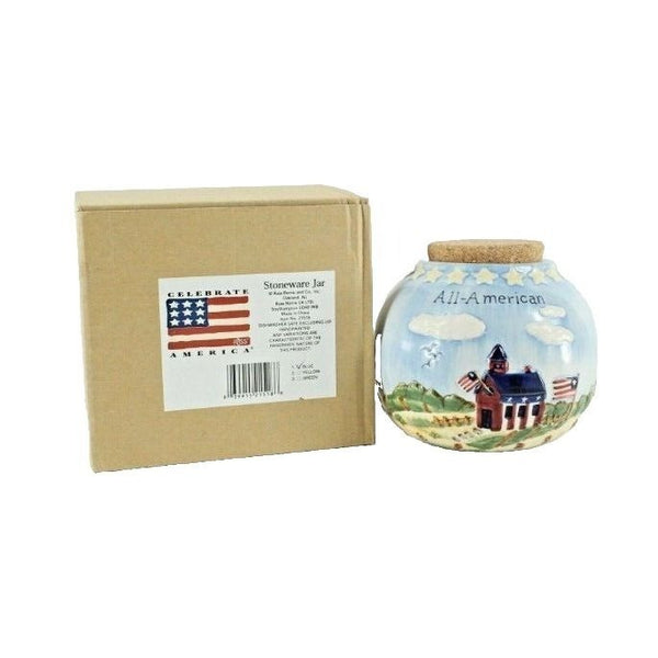 Russ Berrie Co Celebrate America 4" x 4.5" Stoneware Jar