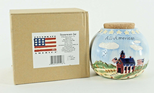 Russ Berrie Co Celebrate America 4" x 4.5" Stoneware Jar
