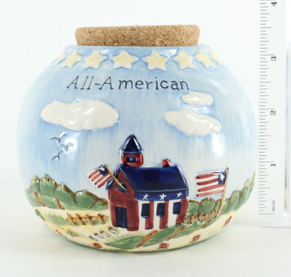 Russ Berrie Co Celebrate America 4" x 4.5" Stoneware Jar