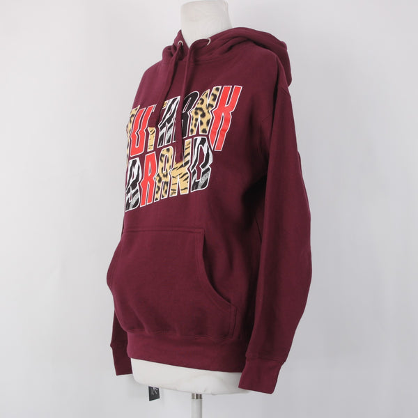 Outrank Sweater NEW Sz S Burgundy Red Multi Colored Logo Pocket Sweater