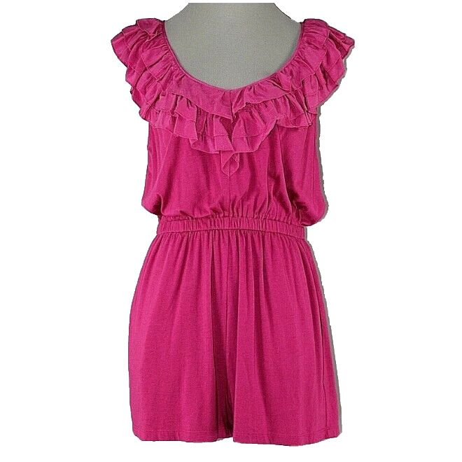 French Connection NEW $148 Sz S x 2" Pink Cotton Modal Silk Ruffle Romper