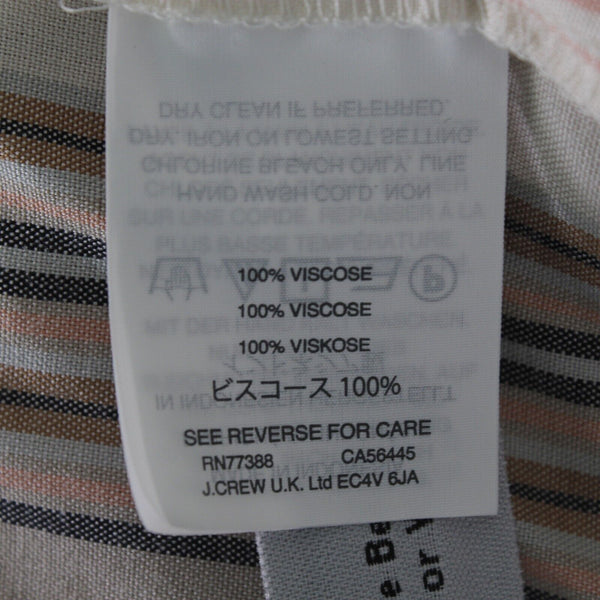 Madewell NEW $72 Sz XS Tan Peach Multi Stripes Hi Lo Button Up Viscose Woven Top