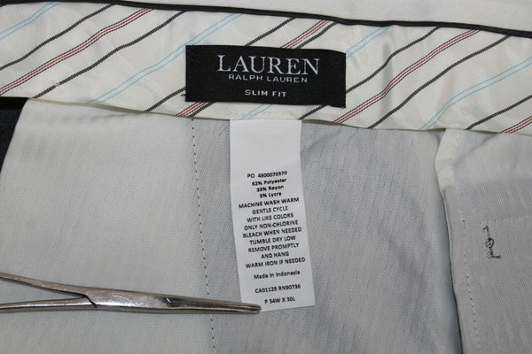 Lauren Slim Fit NEW $95 Sz 34W x 30 Dark Gray Polyester Blend Trouser Pant