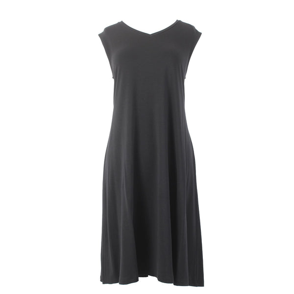 Eileen Fisher Dress NEW $198 Sz SP Black V Neck Organic Cotton Dress