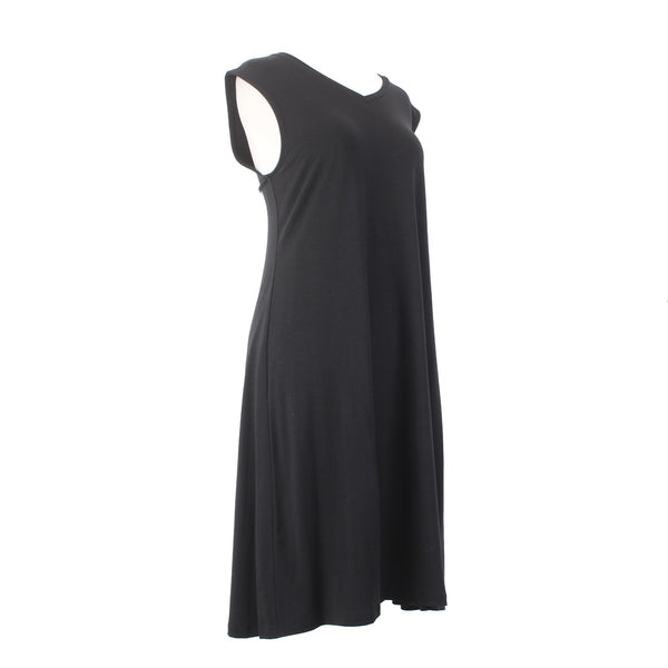Eileen Fisher Dress NEW $198 Sz SP Black V Neck Organic Cotton Dress