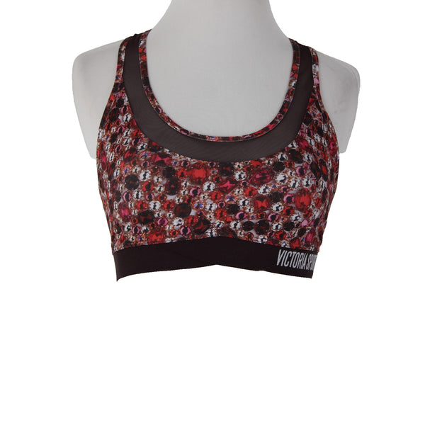 Victoria Secret Sport Sz Sp Black Burgundy Multi Gems Poly Elastane Sports Bra