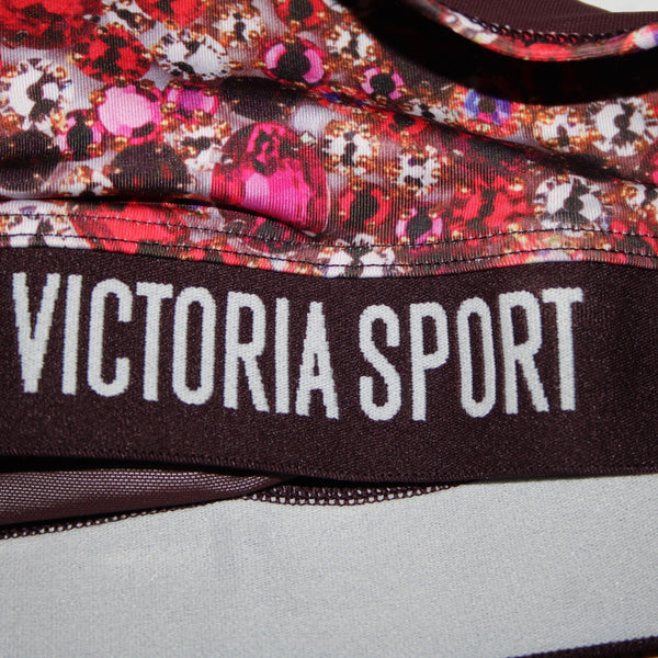 Victoria Secret Sport Sz Sp Black Burgundy Multi Gems Poly Elastane Sports Bra