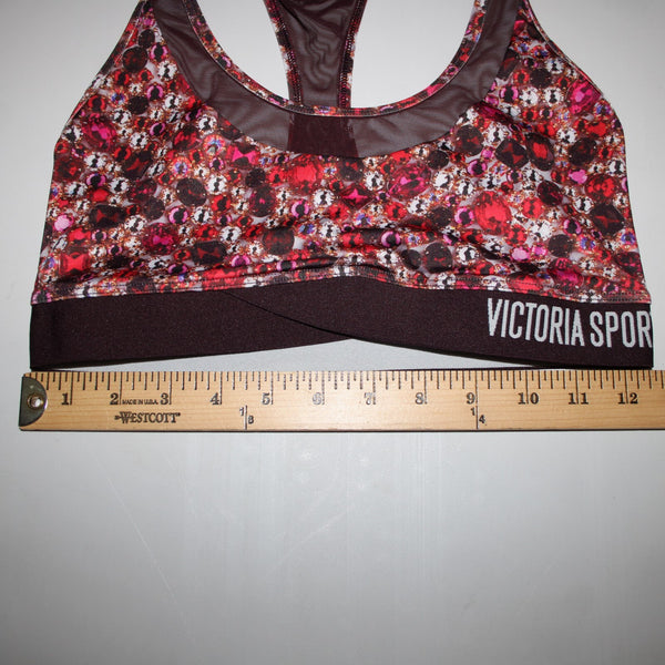 Victoria Secret Sport Sz Sp Black Burgundy Multi Gems Poly Elastane Sports Bra