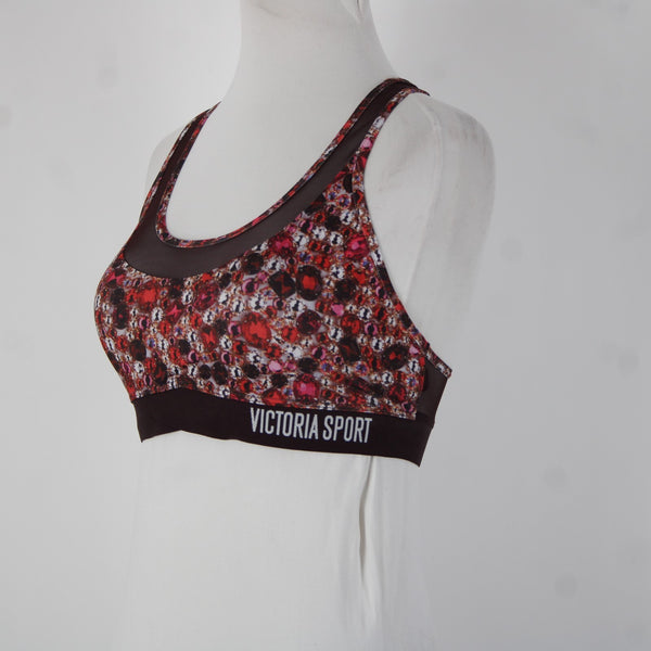 Victoria Secret Sport Sz Sp Black Burgundy Multi Gems Poly Elastane Sports Bra