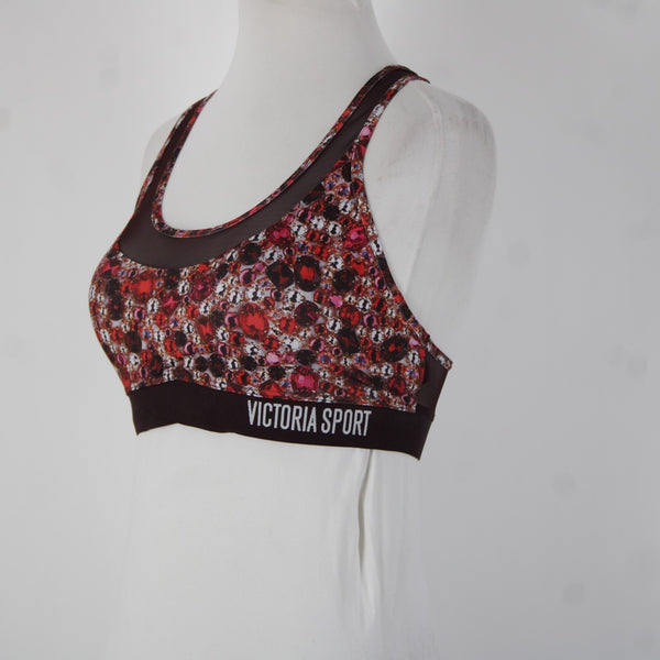 Victoria Secret Sport Sz Sp Black Burgundy Multi Gems Poly Elastane Sports Bra