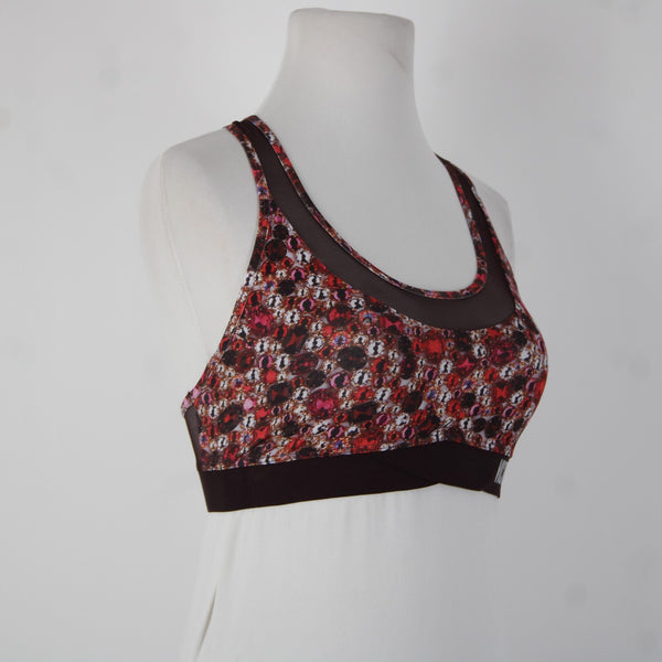 Victoria Secret Sport Sz Sp Black Burgundy Multi Gems Poly Elastane Sports Bra