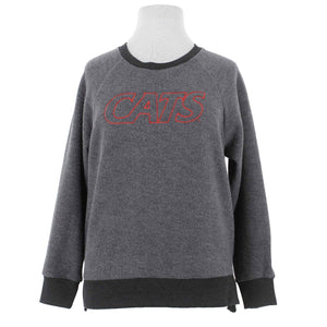 PINK NEW $80 Sz M Gray Charcoal Red CATS Pullover Banded Cotton Blend Sweater