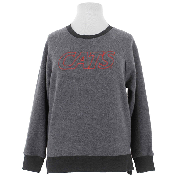 PINK NEW $80 Sz M Gray Charcoal Red CATS Pullover Banded Cotton Blend Sweater