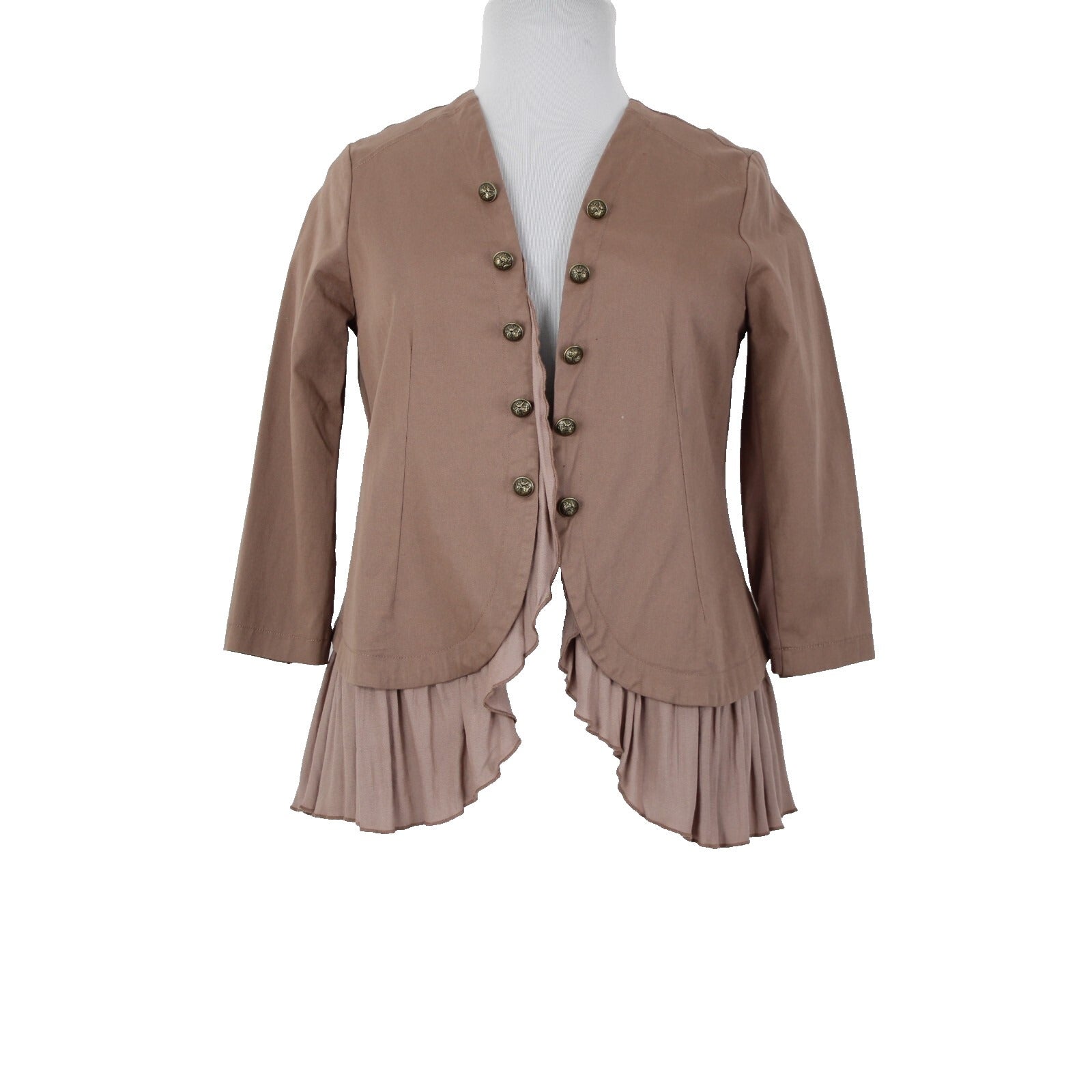 Torrid NEW $69 Sz 0 Tan Twill Sheer Peplum Georgette Cotton Spandex Wrap Sweater